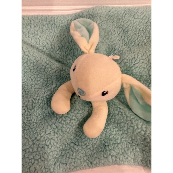 DTU Inc Bunny Rabbit Teal Blue Plush Toy Baby Lovey Security Blanket Soother - Picture 4 of 8